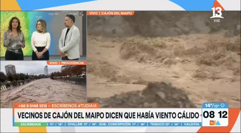 En el Cajón del Maipo en una hora la temperatura subió 7 grados