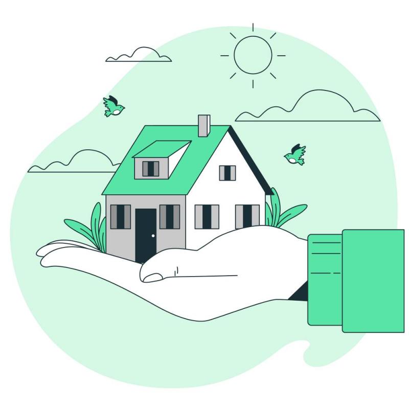 Dibujo de una casa pequeña en una mano