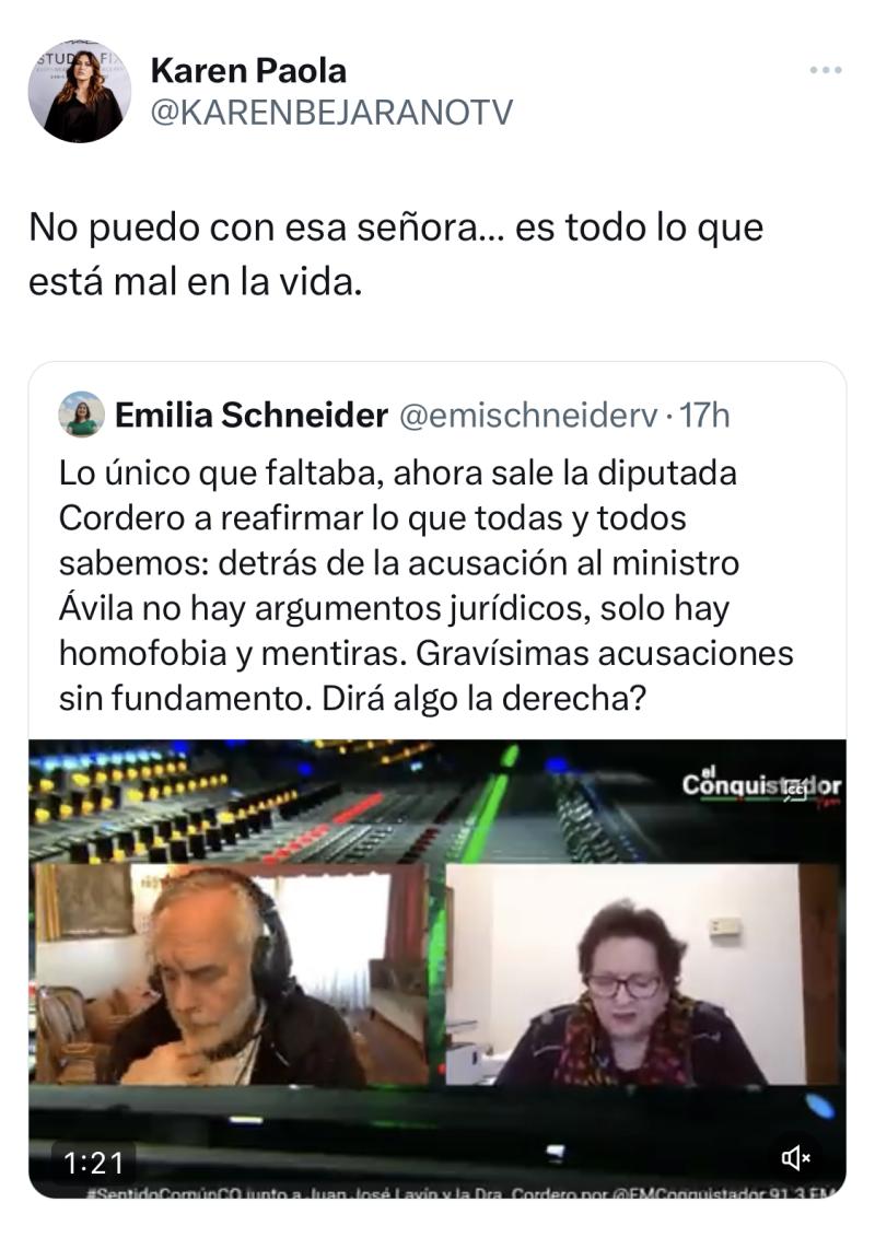 Karen Bejarano se lanza sin piedad contra la doctora Cordero