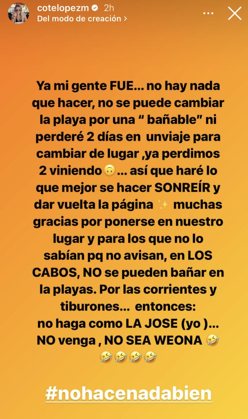 María José López vive desagradable experiencia durante sus vacaciones