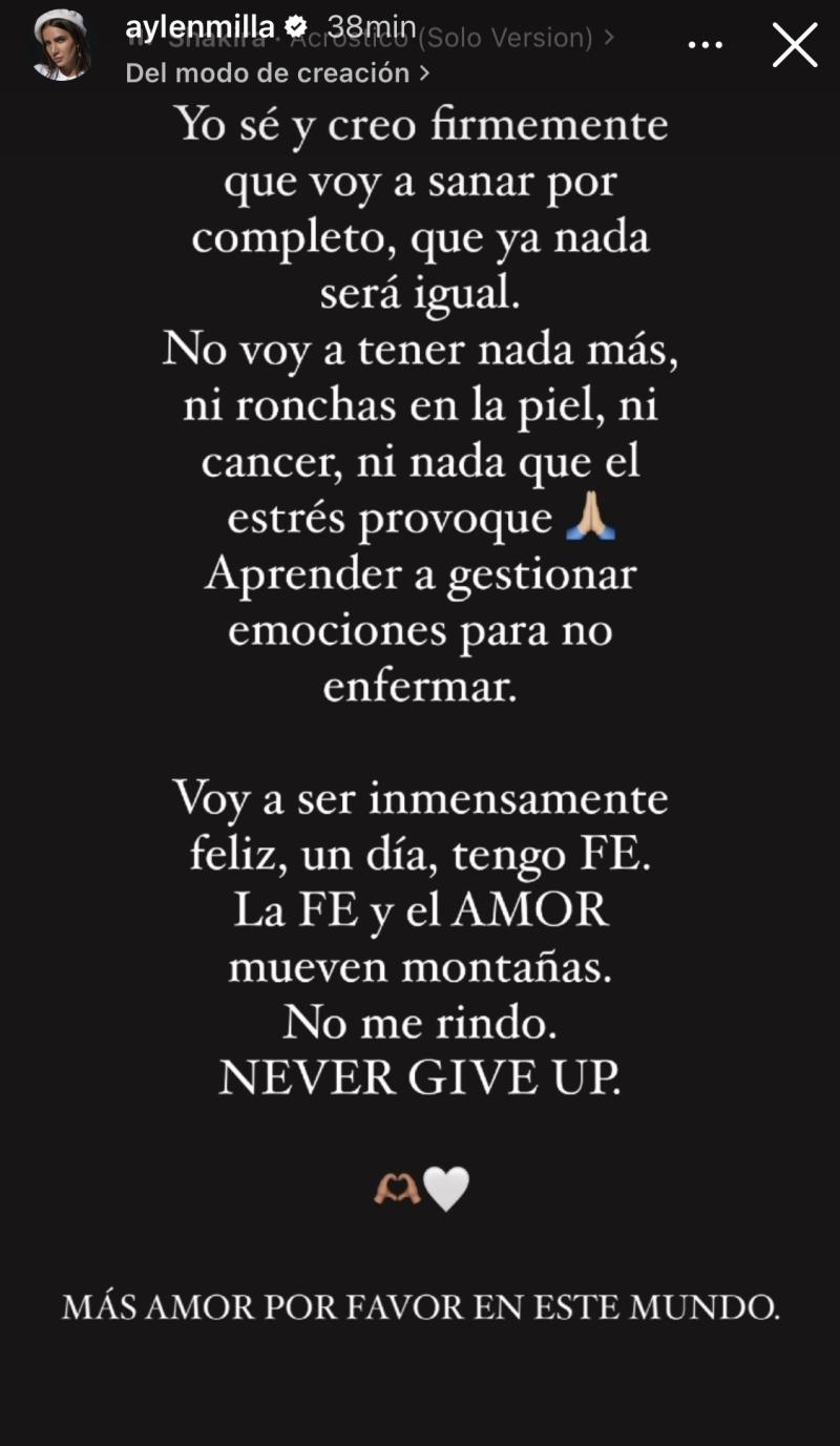 Aylén Milla escribe sentida reflexión en pleno tratamiento contra el cáncer