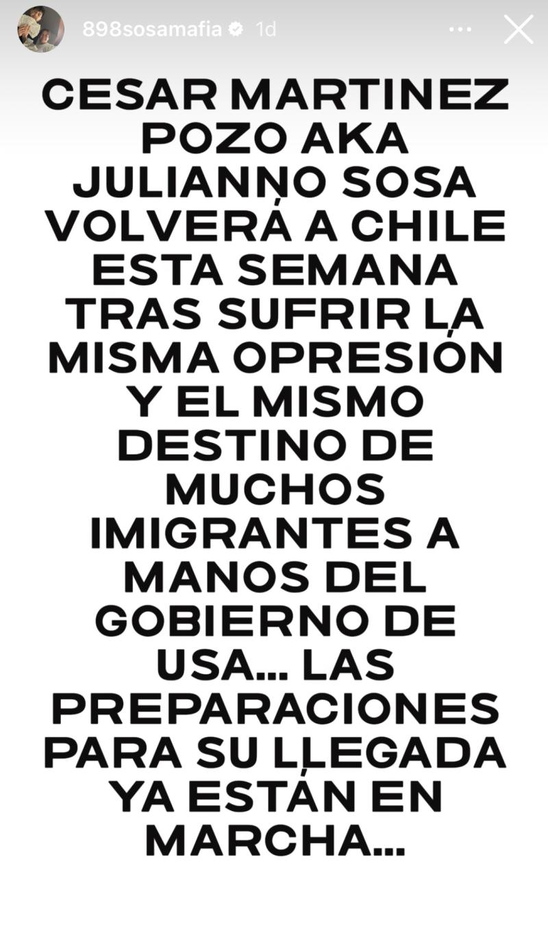 Julianno Sosa vuelve a Chile tras ser deportado de Estados Unidos
