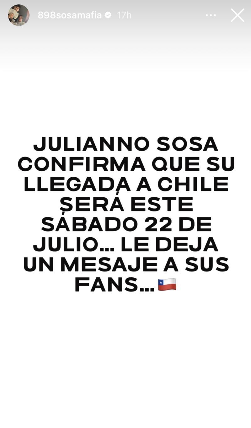 Cantante urbano Julianno Sosa confirma fecha de su regreso a Chile