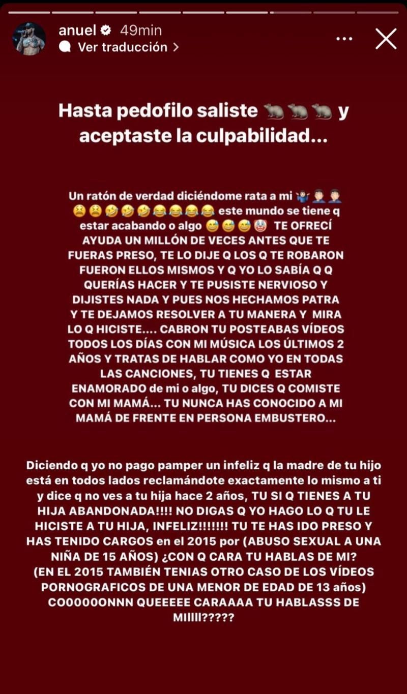 Anuel saca a la luz graves acusaciones en contra de nueva pareja de Yailin.