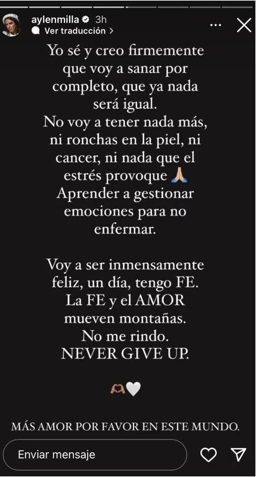 Mensaje de Aylén Milla