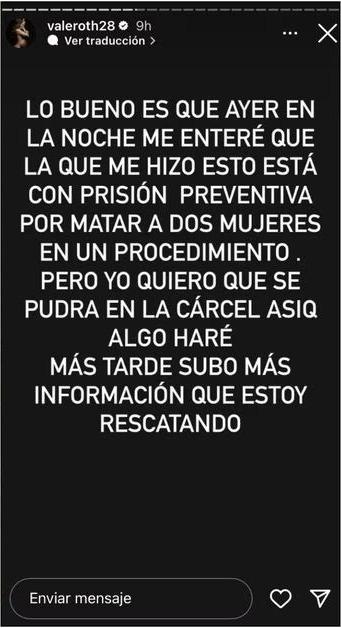 Vale Roth entrega detalles de su operación