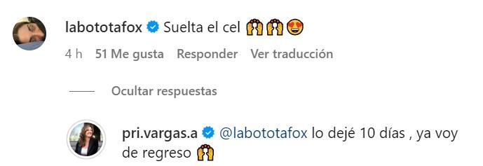 Priscilla Vargas respondió a un curioso mensaje de Botota Fox