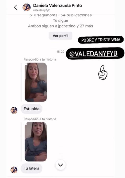 Vale Roth mostró los duros mensajes que recibe