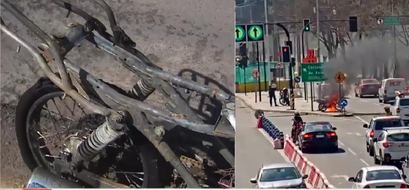 Sujeto quemó moto tras fiscalización y mordió a inspector municipal en Las Condes