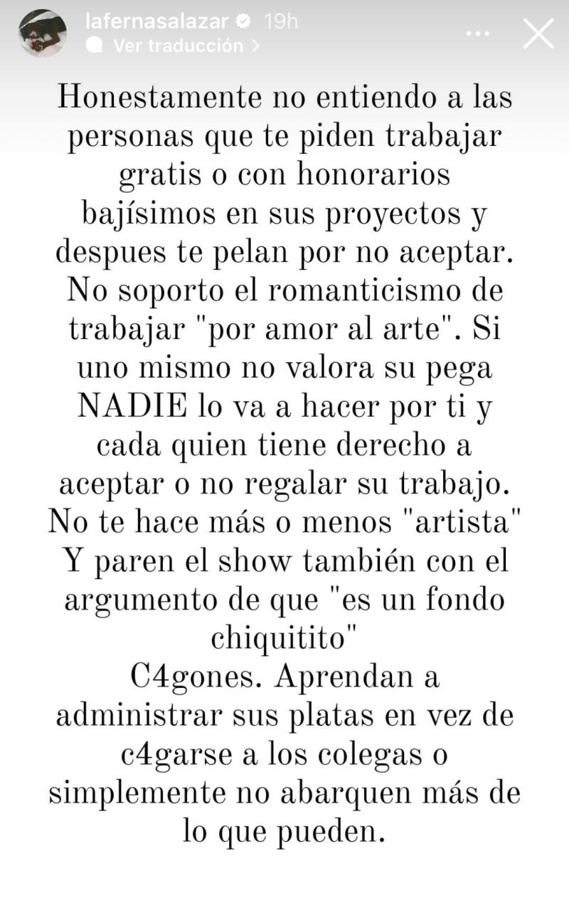 Fernanda Salazar se desahoga en redes sociales