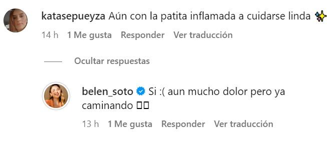 Belén Soto sigue afectada por su fractura de pie