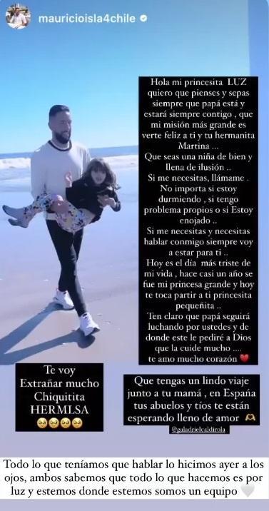 Respuesta de Gala Caldirola a mensaje de Mauricio Isla