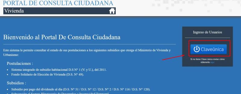 Pantallazo del Portal del Minvu