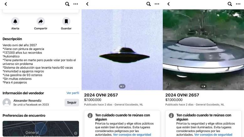 "Levanta hasta 60 vacas": Usuario de Facebook sorprende al vender supuesta nave espacial