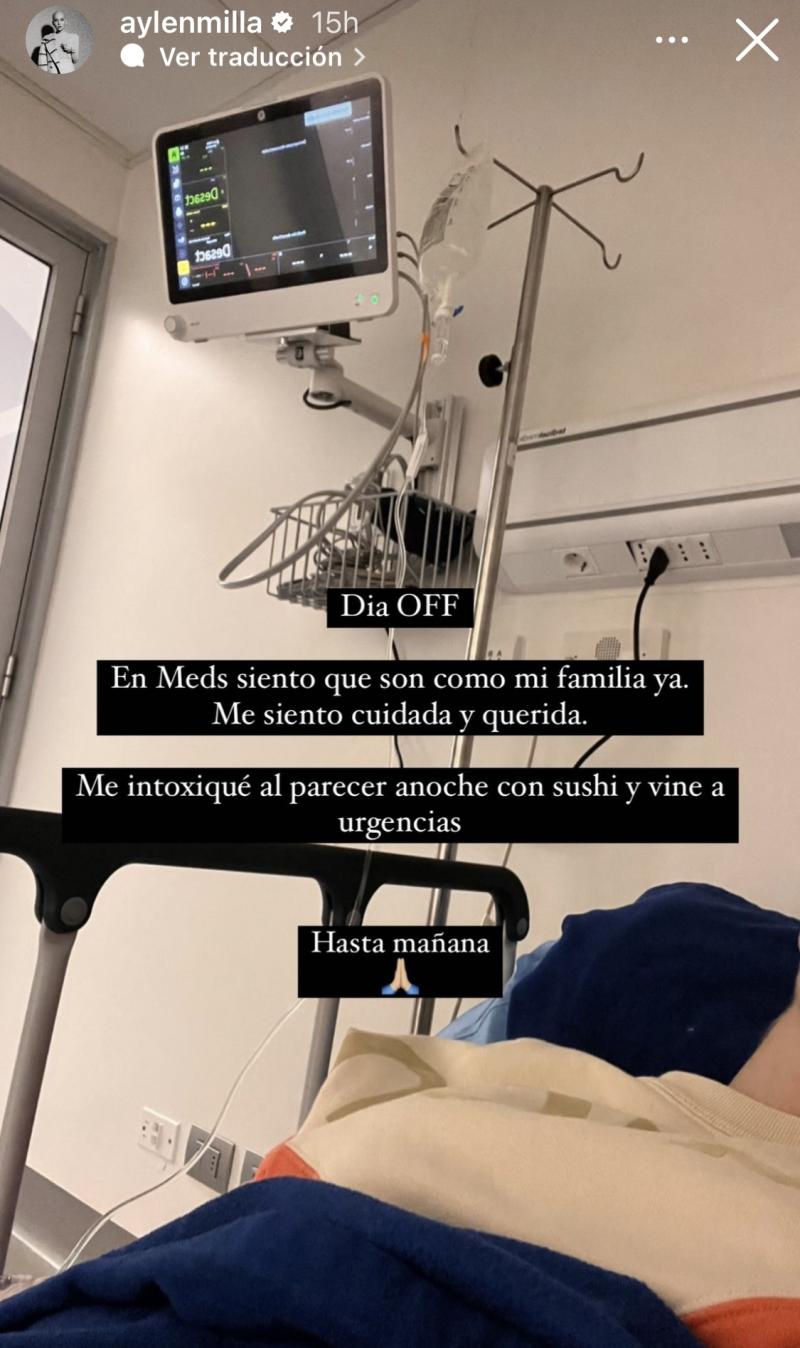 Aylén Milla terminó en urgencias