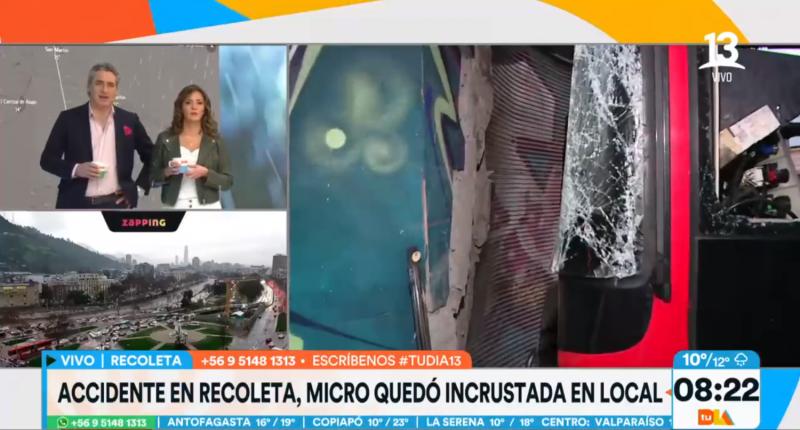 Choque entre auto robado y bus Red: micro terminó incrustrada en local