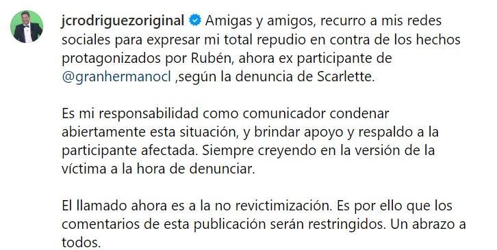 Claudia Schmitd compartió las declaraciones de JC Rodríguez