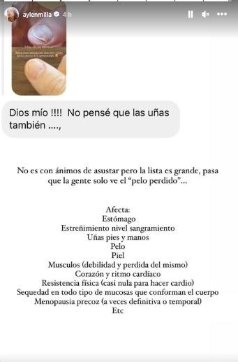 Aylén Milla y las consecuencias de las quimioterapias