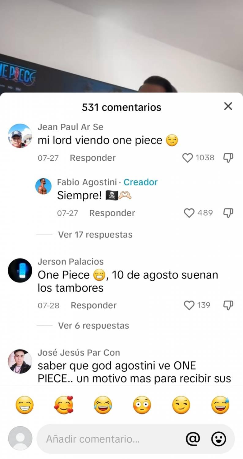 Comentarios en el tiktok de Fabio Agostini