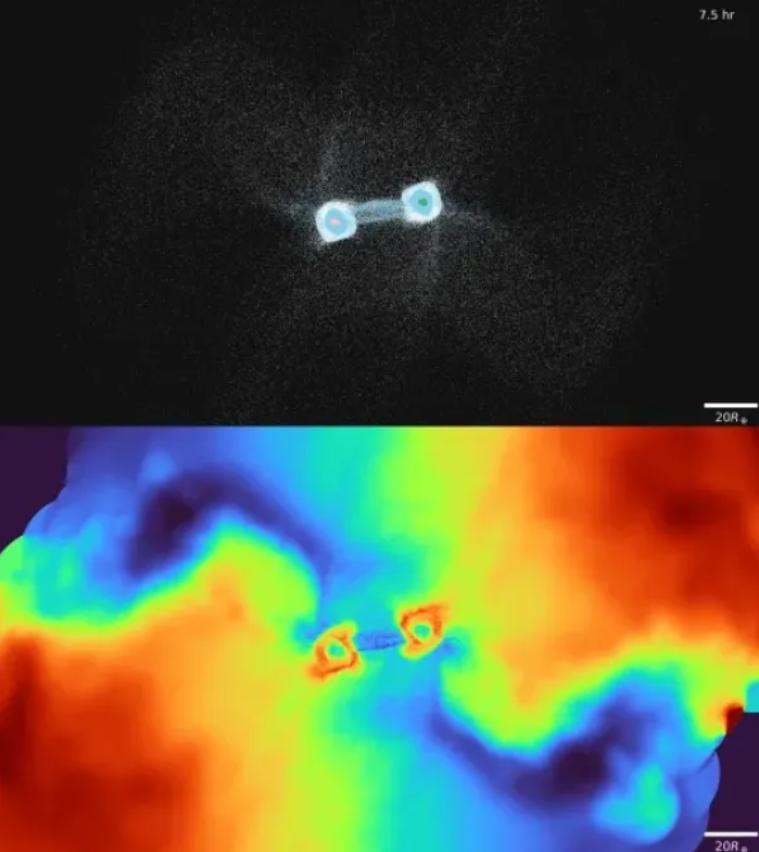 Choque entre dos planetas de hielo