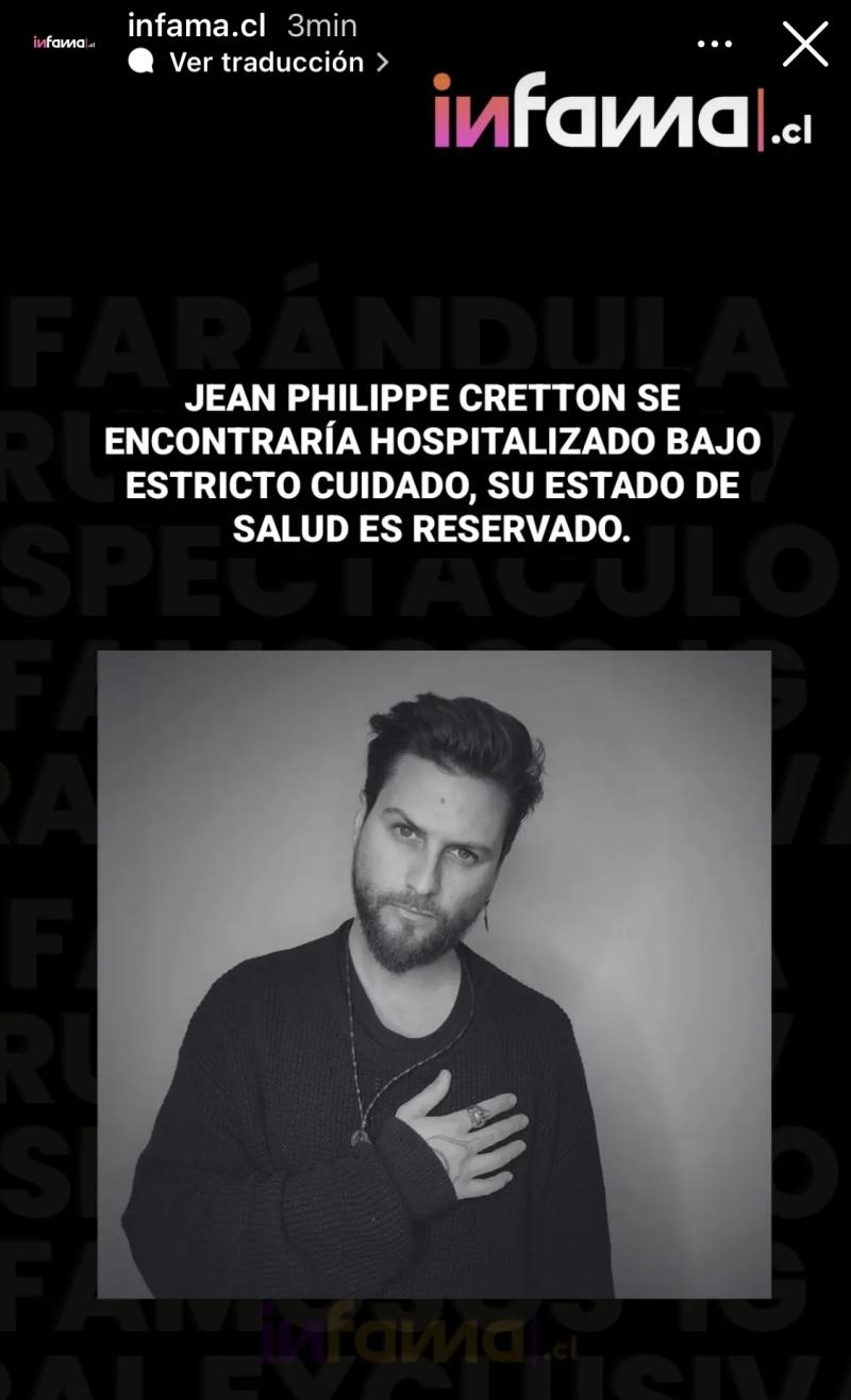 Aseguran que Jean Philippe Cretton estaría hospitalizado