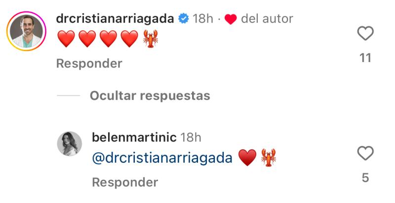 Cristián Arriagada deja romántico mensaje a Belén Martinic