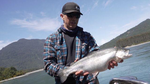 Trucha arcoíris en el Río Puelo.