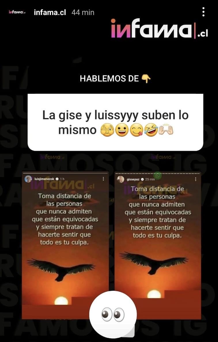 Luis Jiménez y Gissella Gallardo comparten el mismo mensaje previo a la separación con Coté López