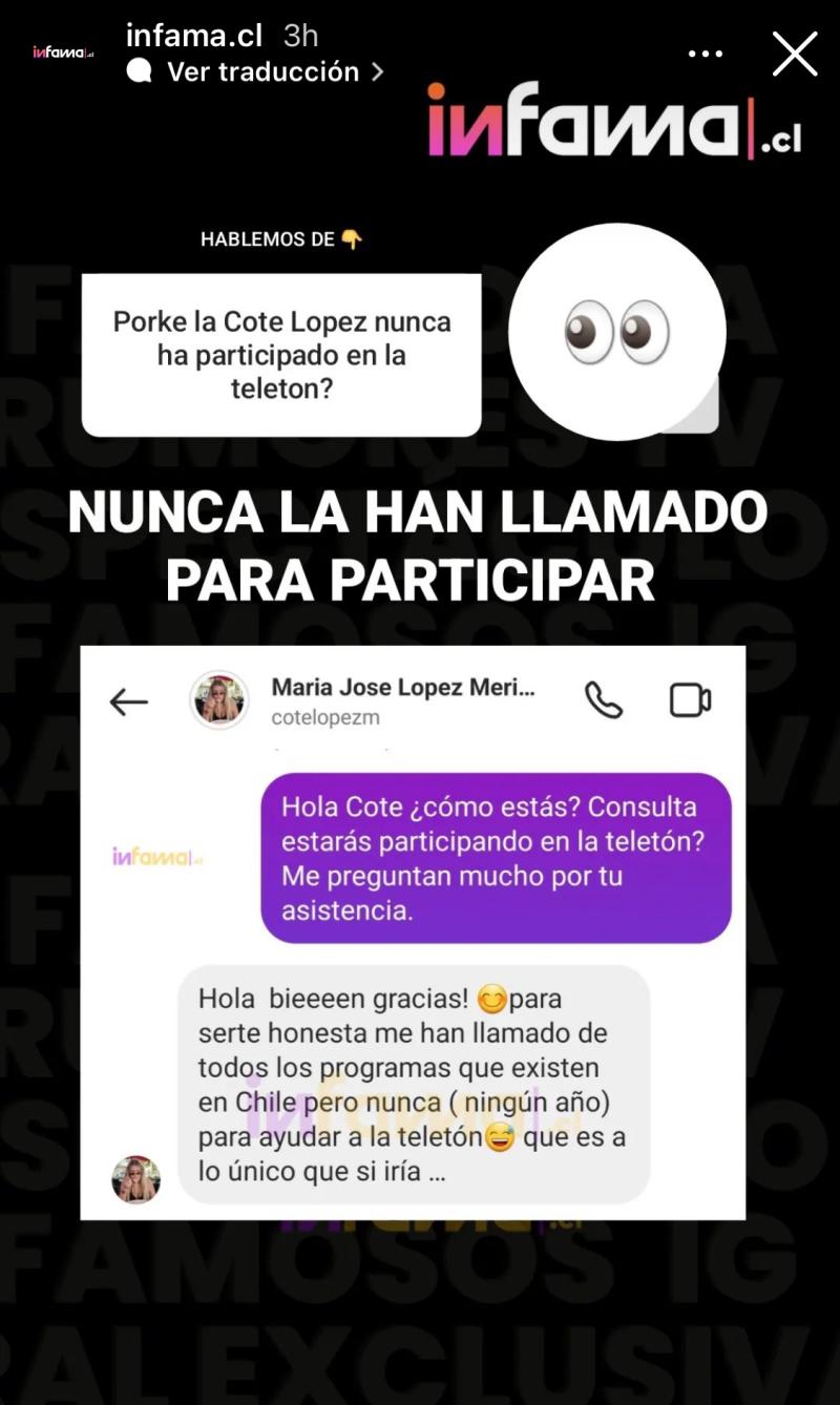 Coté López revela por qué no participa en la Teletón