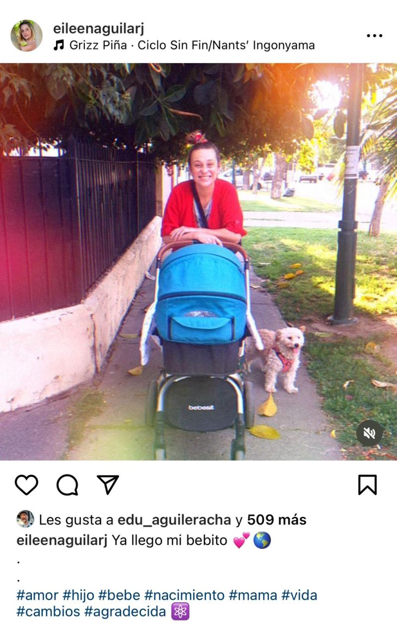 Eileen Aguilar se convirtió en madre