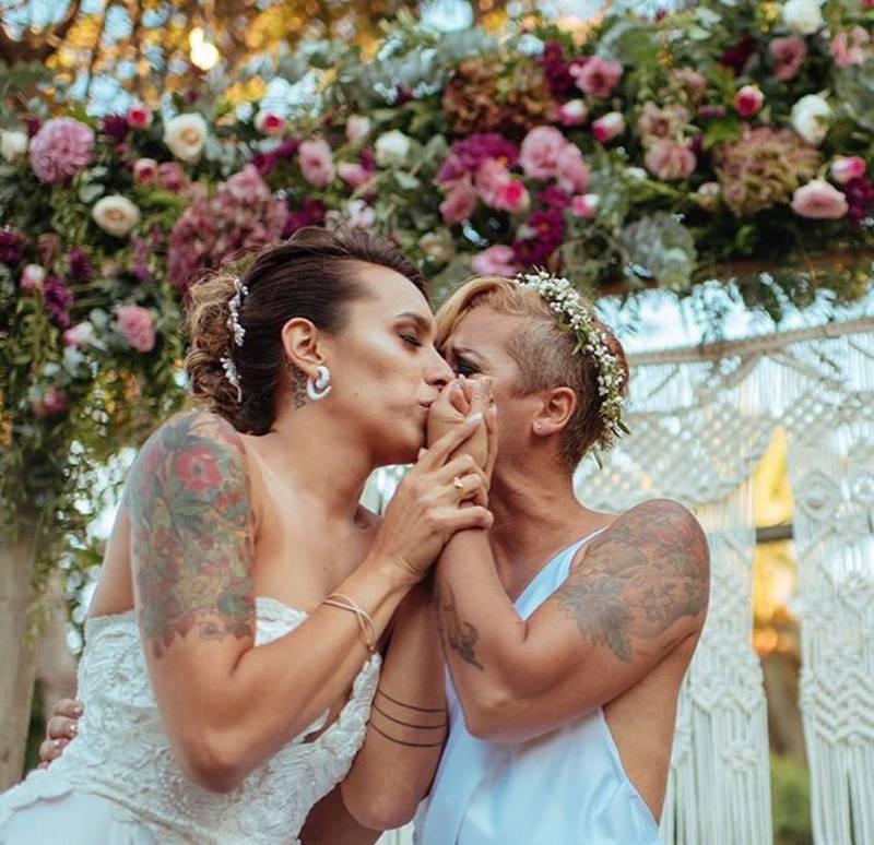 María Jimena Pereyra y su esposa