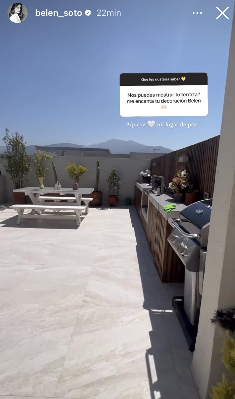 Así es la terraza del departamento de Belén Soto
