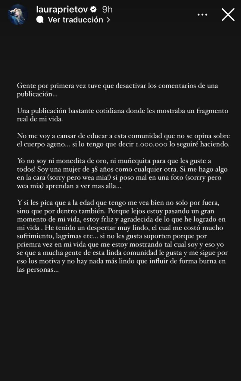Laura Prieto reacciona por comentarios de odios sobre su apariencia