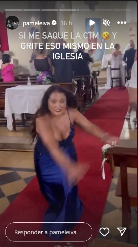 Pamela Leiva sufre caída en matrimonio