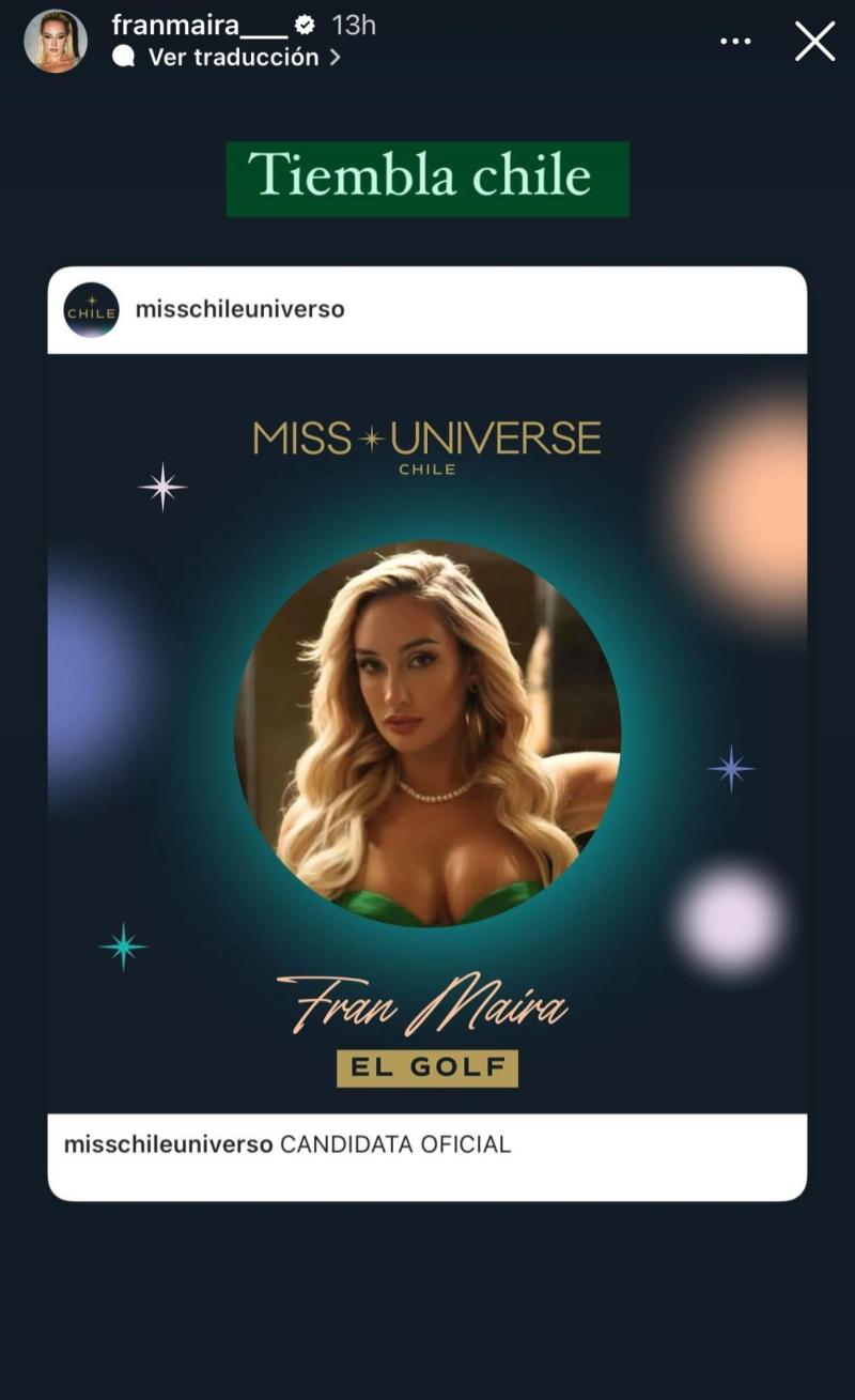 Fran Maira competirá por la corona del Miss Universo Chile 2024