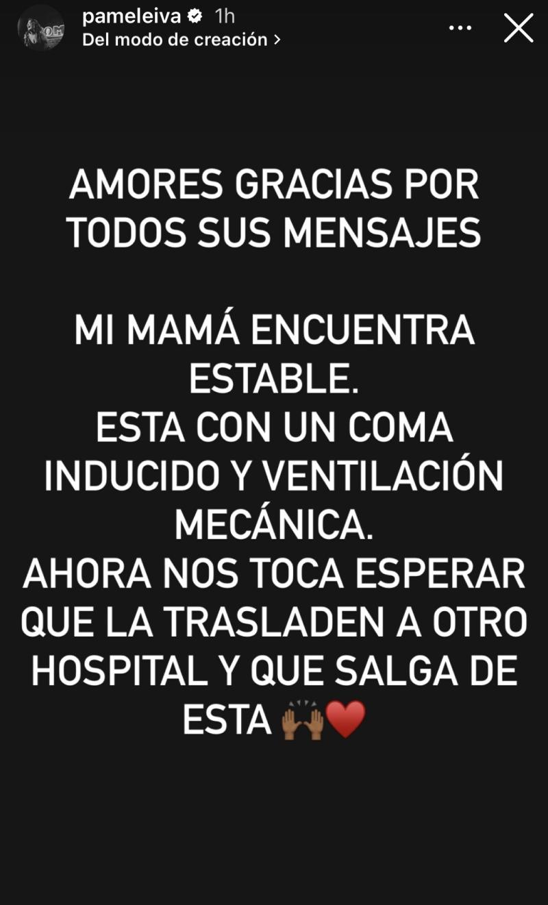 Pamela Leiva actualiza estado de salud de su mamá
