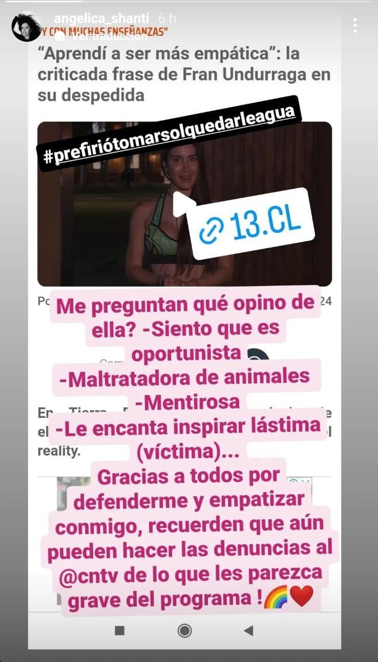 Angélica Sepúlveda responde a las declaraciones de Fran Undurraga