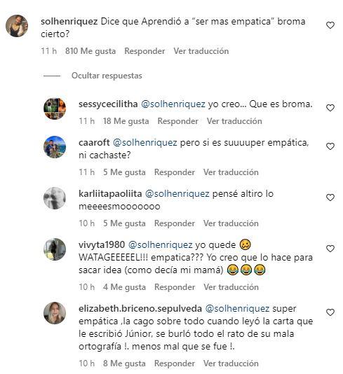 Comentarios criticando a Fran Undurraga