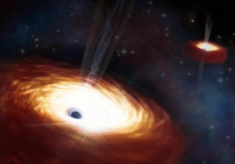 Par de agujeros negros. Créditos: Noirlab-NSF-AURA-J.DaSilva-M. Zamani