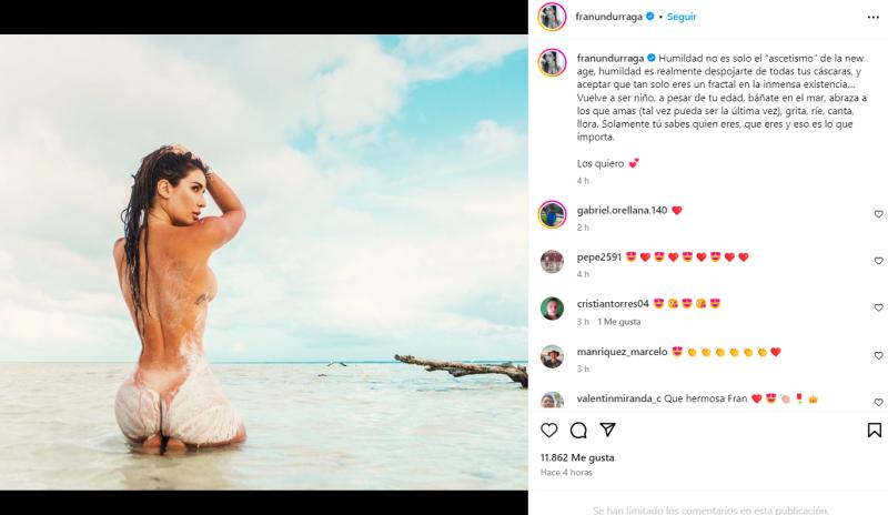 La polémica foto de Fran Undurraga que ya suma más de 10 mil likes. (Instagram)