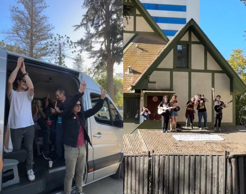 Los Bunkers ven a fanáticos desde el techo