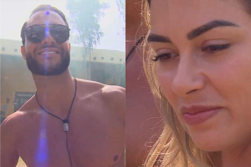 Fabio Agostini y Gabrieli reaccionan a la entrada de Pamela Díaz