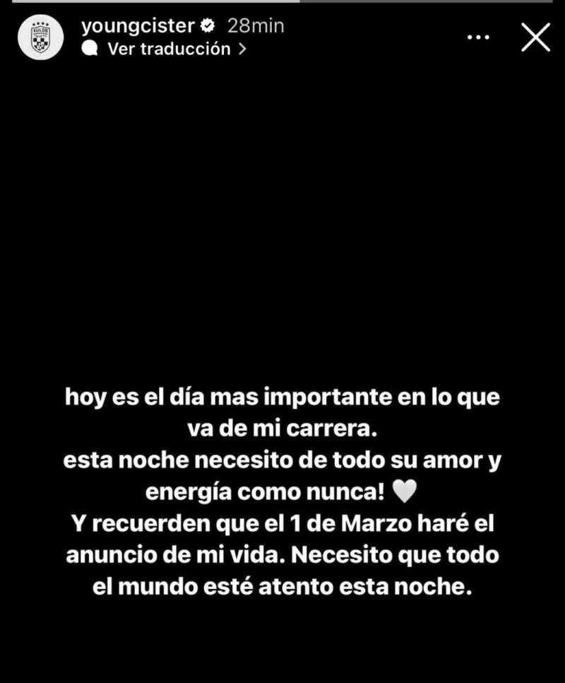 Captura de pantalla Instagram de Young Cister