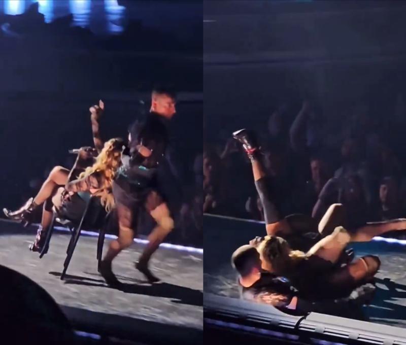 Madonna sufre aparatosa caída en el escenario