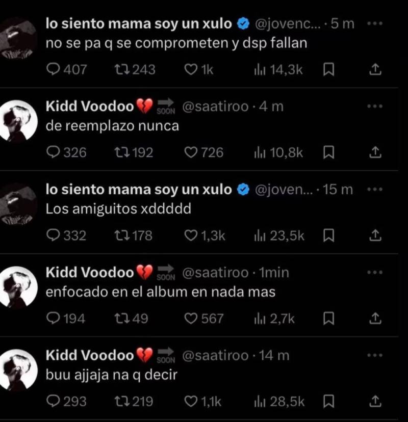 Las indirectas en X de Young Cister y Kidd Voodoo