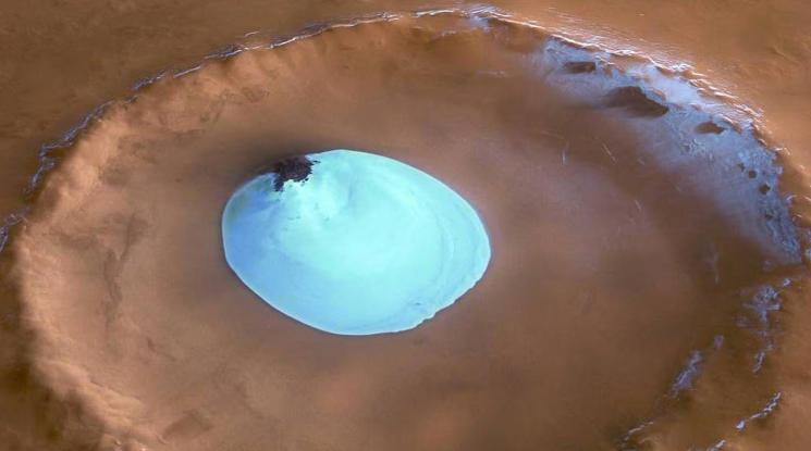 Agua en Marte. Créditos: NASA