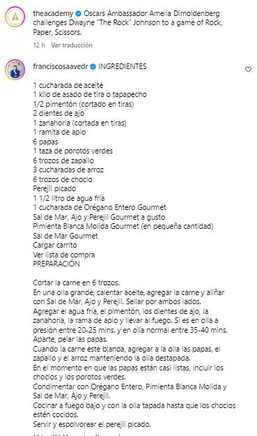 Pancho Saavedra se unió a moda para dejar receta en las cuentas oficiales de los Oscar