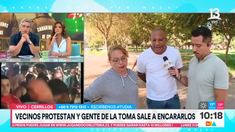 José Luis Repenning conversando con un habitante de la toma - Captura Canal 13