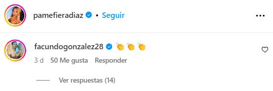 La reacción de Facundo Gonzáles a la publicación de Pamela Díaz.