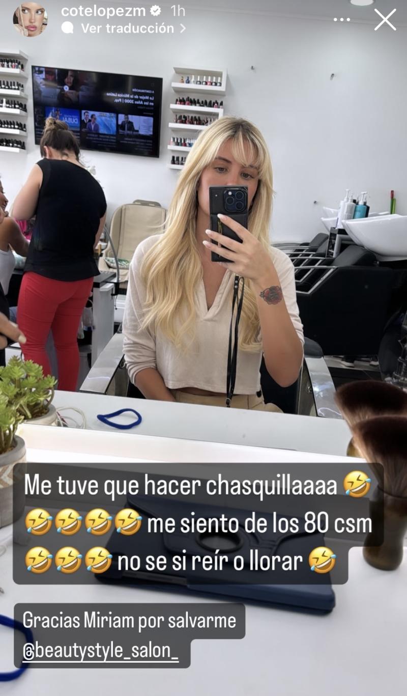 Coté López debió improvisar look de emergencia - Instagram